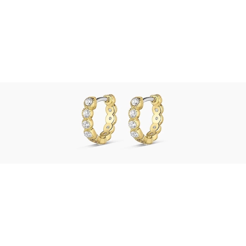 New Gorjana Madison Shimmer Huggie Earrings 18K Gold Plated